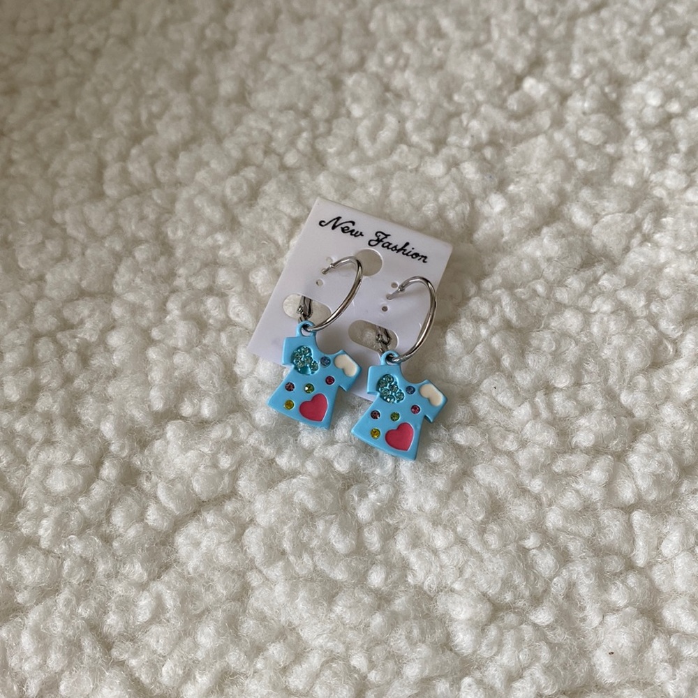 Blue Diamond Shirt Hoop Earring